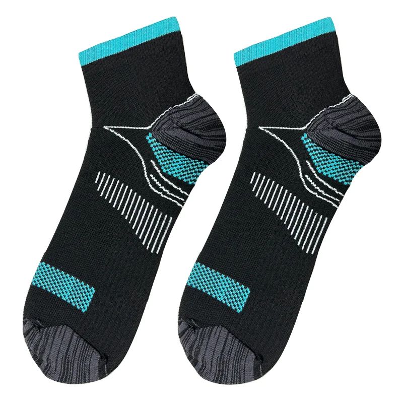 Heel Easy socks in Black & Aqua